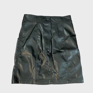 Black faux leather mini skirt